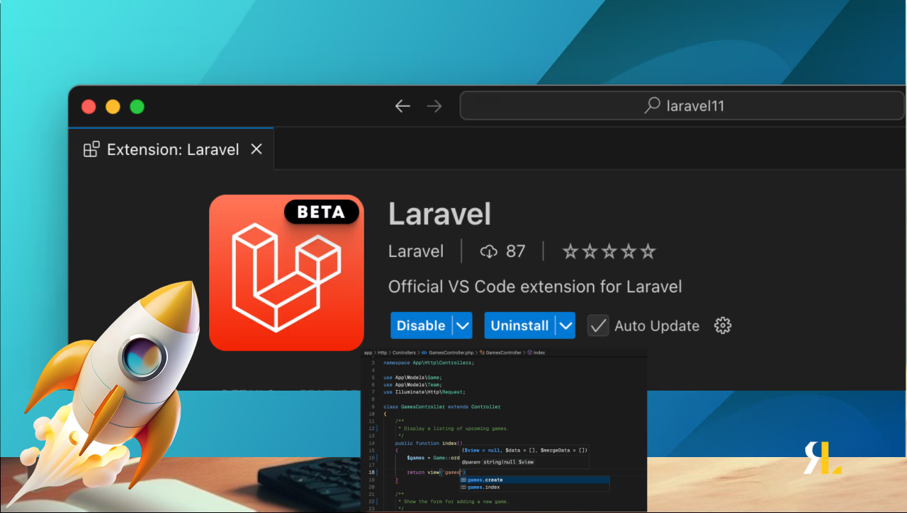 extensão oficial do Laravel para o Visual Studio Code